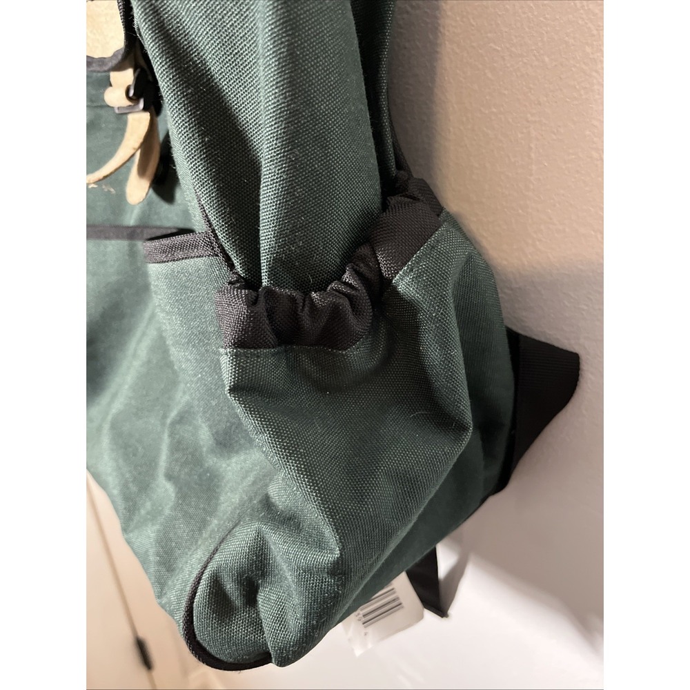 Eddie Bauer Green Backpack Diaper‎ Bag Pig Skin Flap Canvas 15" - Picture 3 of 7